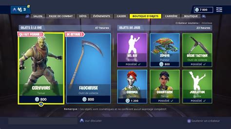 FAUCHEUSE DE RETOUR BOUTIQUE FORTNITE Du 26 Octobre 2018 YouTube