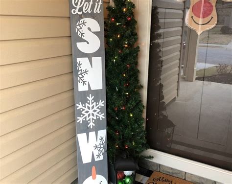 Let It Snow Porch Sign Christmas Porch Leaner Winter Porch Decor Let