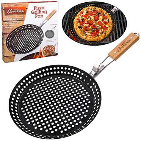 Pizza Grill Pan 12 W Removable Handle Perforated Non Stick Grilling Dish W Air Holes For