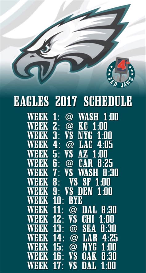 Eagles Printable Schedule 2023