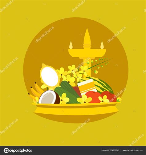 'Vishu Kani' Assortment Fruits Vegetables Other Auspicious Items Bronze ...