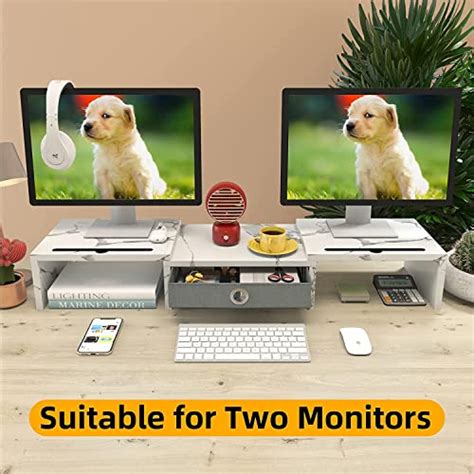 Westree Dual Monitor Stand Riser With Drawer Monitor Stand Riser For