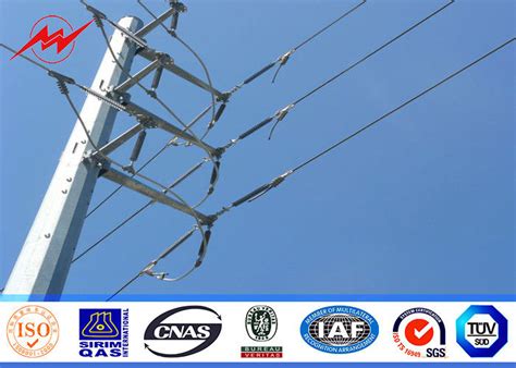 10M Galvanized Steel Electrical Power Pole For Transmission 69KV Line