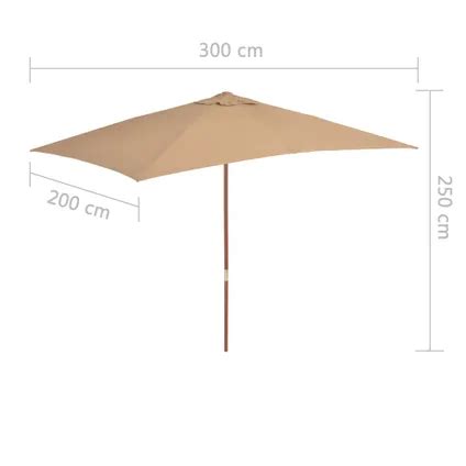 Vidaxl Parasol Met Houten Paal Cm Taupe