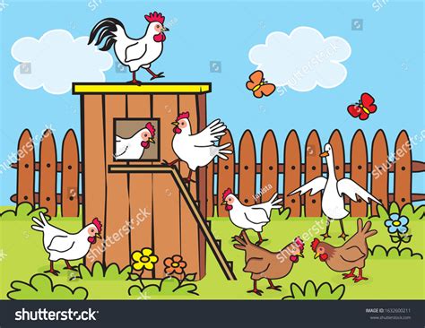 Henhouse Poultry Backyard Vector Illustration Stock Vector Royalty