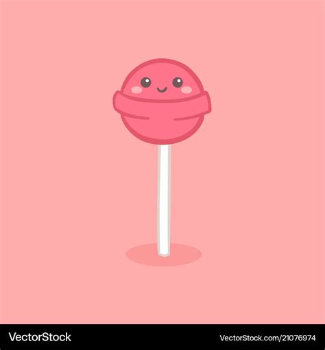 Cute Pink Lollipop Candy Stick Cartoon Royalty Free Vector