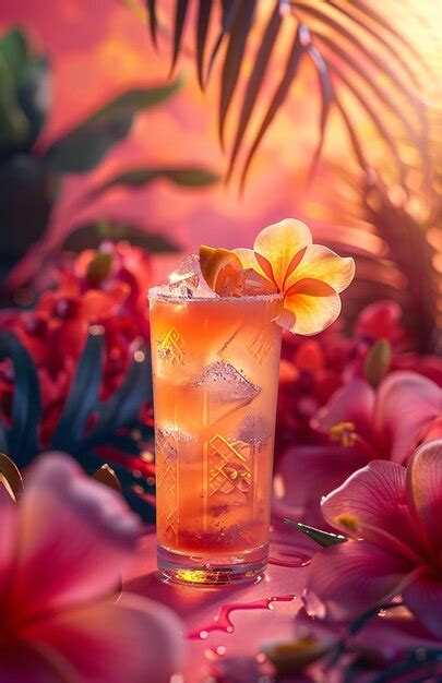 Tropical Cocktails On Summer Beach With Blue Sea At Sunset On Background Fruit Ice Cold Drink