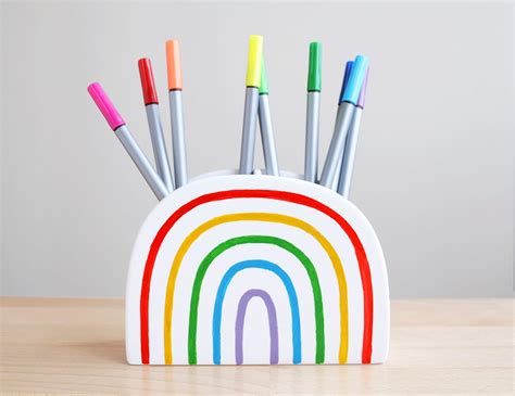 Rainbow Pencil Holder Cute Desk Accessory Pen Pot Etsy