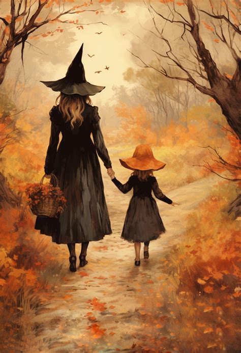 Wall Art Print | The Witch and Her Daughter, Autumn Poster, Witch ...