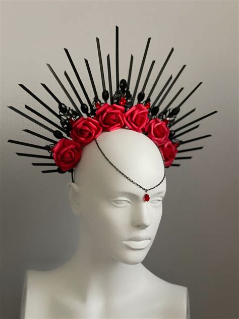 Frida Kahlo Flower Headband Haloween Halo Crown Red Roses Etsy