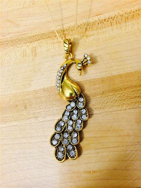 Antique Gold Tone Peacock Necklace