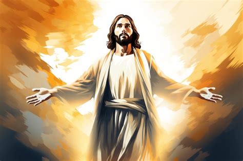 Premium Ai Image A Painting Of Jesus With His Arms Outstretched