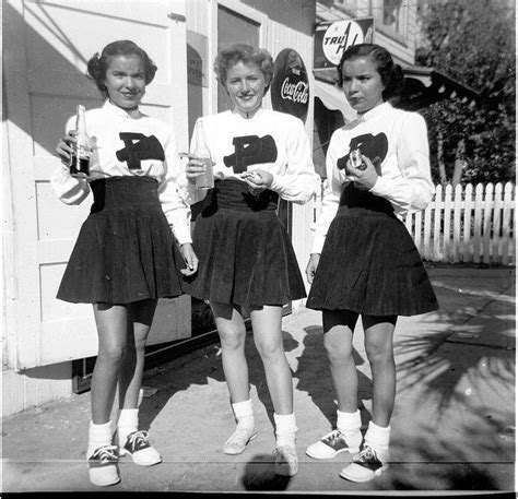 1950s Cheerleaders In Saddle Shoes And Cheer Uniforms 1950s