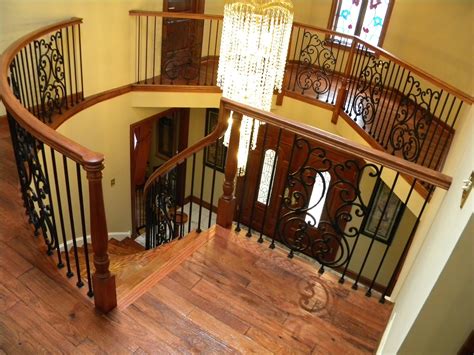 Wood Stairs And Rails And Iron Balusters Custom Stairs And Rails Iron Balusters Installers