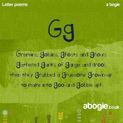 Letter G, nonsense poem - this is quite a tongue twister! Ooh Gg, how ...