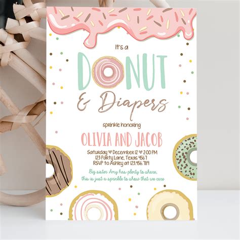 Donut And Diapers Baby Shower Invitation Sprinkle Sprinkled With Love