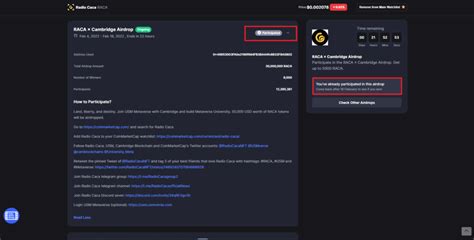 H Ng D N Tham Gia Airdrop Tri U Raca Tr N Coinmarketcap C P Nh T
