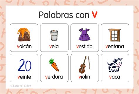 100 Palabras con V con imágenes Lenguaje