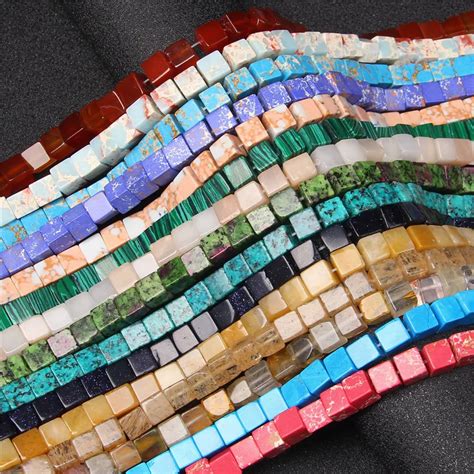 8 8mm Natural Agates Stone Beads Polished Square Sea Sediment Imperial