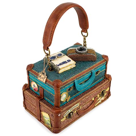 Baggage Claim Beaded Stacked Suitcases Novelty Top Handle Bag