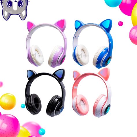 Fone Orelha De Gatinho Bluetooth Gato Led Rgb Headphone