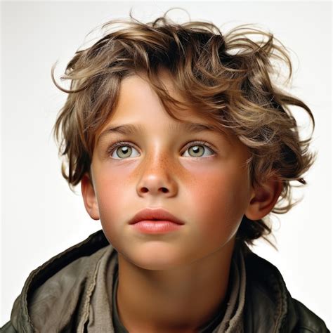 Premium Ai Image Contemplative 7yearold Austrian Boy Looking Skyward