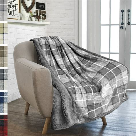 Pavilia Premium Plaid Sherpa Fleece Throw Blanket Super Soft Cozy