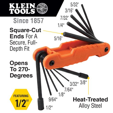 Pro Folding Hex Key Set Sae And Metric Klein Tools