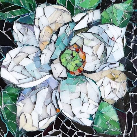 An Elegant Magnolia Flower Stained Glass Mosaic Art Work With Hanging Etsy