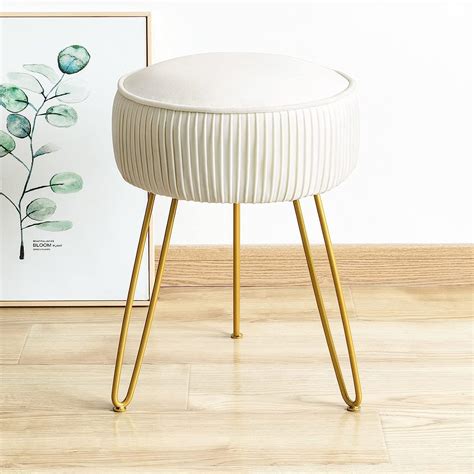 Amazon Lue Bona Pleated Vanity Stool Velvet Upholstered Vanity