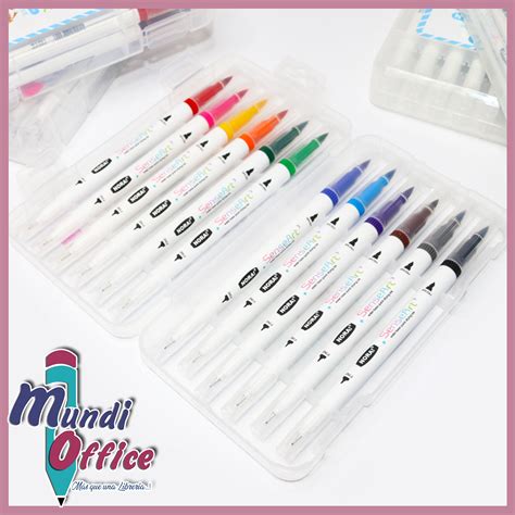 Set De Marcador Doble Punta Nora Brush Micro Punta Mundi Office