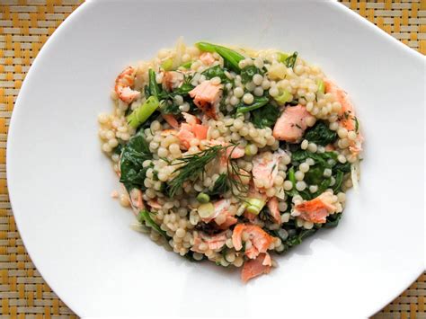 Warm Couscous Salad With Salmon And Mustard Dill Dressing Recipe