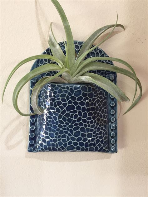 Deep Blue Wall Pocket Ceramic Wall Pocket Ceramic Wall Vase Etsy