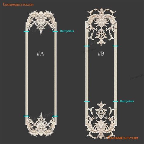 Wall Paneling Set, Wood Appliques for Wall Decals, Unpainted Wood Carved Applique Onlay for ...