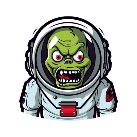 Zombie Astronauten Handgezeichnete Logo Design Illustration Premium