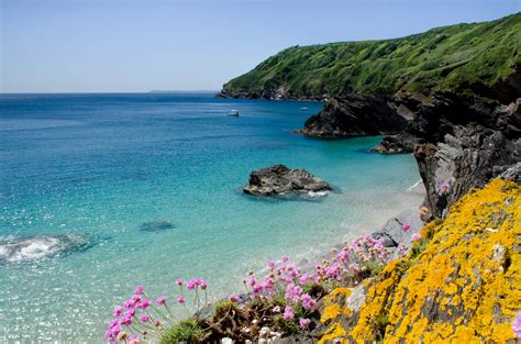 Wallpaper Seascape Cornwall Turquoise Thrift Polruan Lanticbay