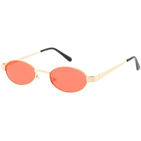 Retro 1990s Small Color Tone Oval Metal Sunglasses Zerouv