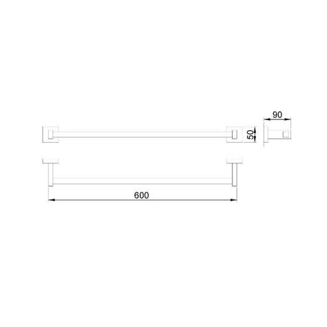 Toalheiro em aço inox 600 mm barra quadrada acetinada marca Nofer