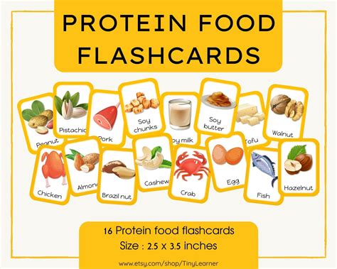 Protein Food Flashcard Food Groupmontessori Etsy