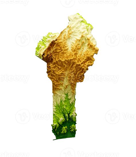 Benin Map Shaded Relief Color Height Map 3d Illustration 27720460 Png