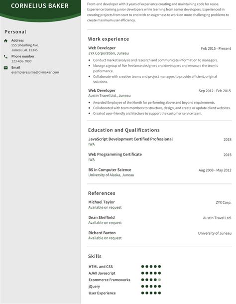 Web Developer Resume Example And How To Write It In 2025