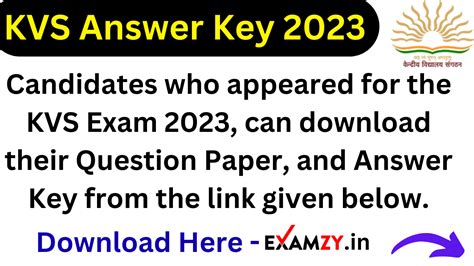 Kvs Answer Key Released For Various Posts Check From This Link