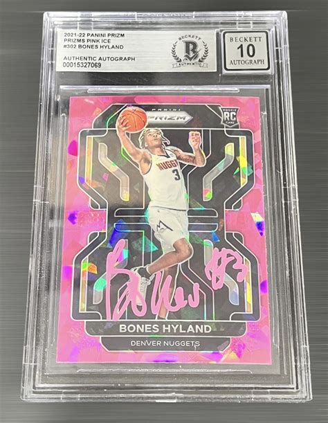 Bones Hyland Panini Prizm Pink Ice Rookie Rc Autographed