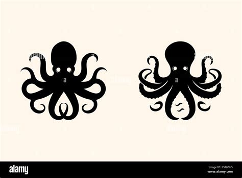 Silhouette Octopus Vector Illustration And Octopus Logo Stock Vector