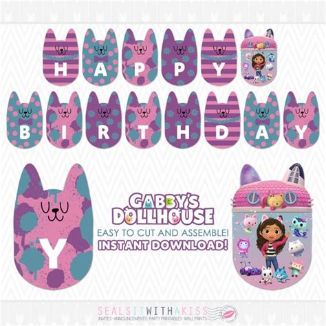 Gabby Cat Birthday Banner Etsy