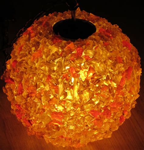 Hanging Swag Lamp Acrylic Ball Light Lucite Orange Yellow