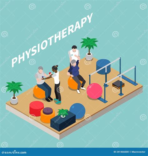 Physiotherapy Isometric Flowchart Cartoon Vector