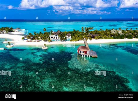 Maldives South Male Atoll Kaafu Atoll Aerial View Of Resorts Stock