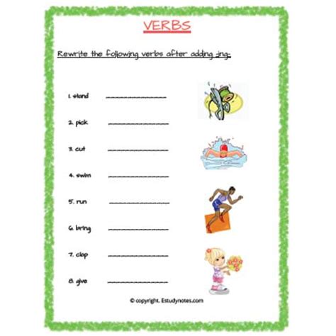 Ing Form Of The Verb Worksheet