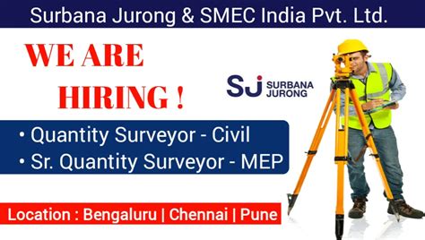 Surbana Jurong And Smec India Pvt Ltd Hiring 2024 For Quantity Surveyor